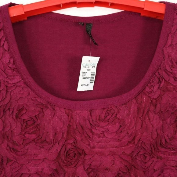 Maurices Tank Top Shirt Blouse Pink Rose Maroon Floral Ruffled M Medium - Picture 5 of 12